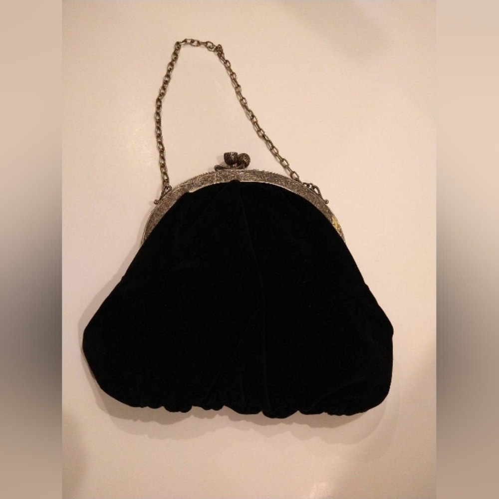VINTAGE Black Velvet Purse